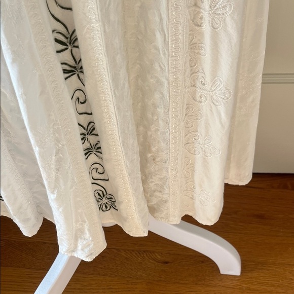 Vintage 90s Y2K White Embroidered Boho drop waist Midi Dress Free Size romantic - Picture 4 of 14